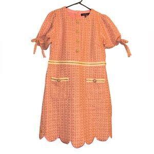 Simply Southern - Blair Waldorf Pink Tweed Pearl Gold Embellished Dress - L